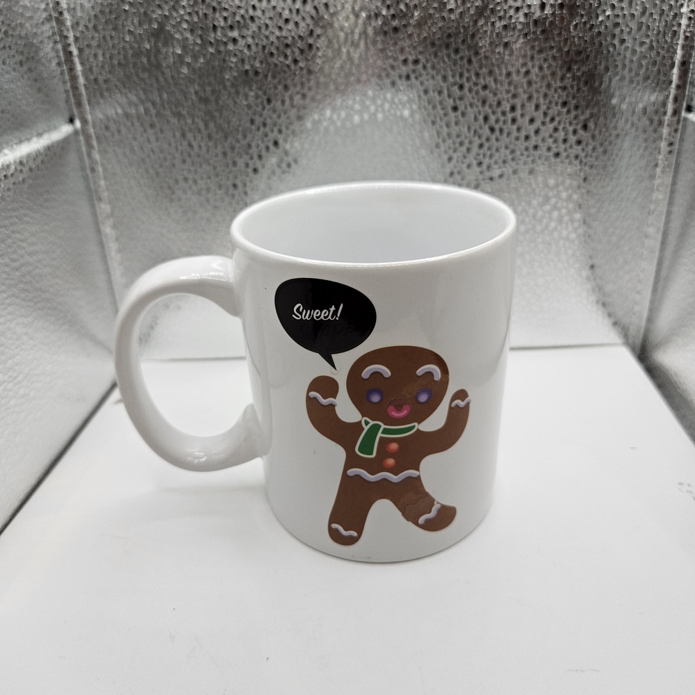 White Mug with Gingerbread Design
